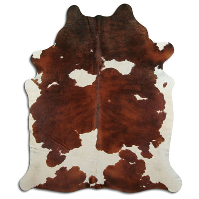 Brown and white cowhide rug XL