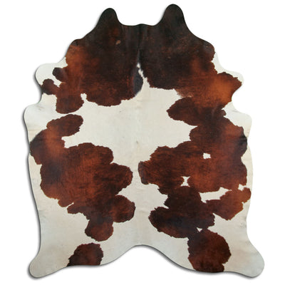 Brown and white cowhide rug XXL