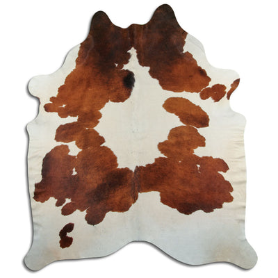Brown and white cowhide rug XXL