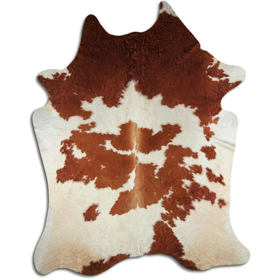 Brown and white cowhide rug XXXL