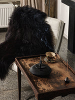 Black icelandic sheepskin from the side