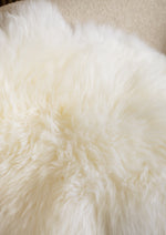 White sheepskin rug
