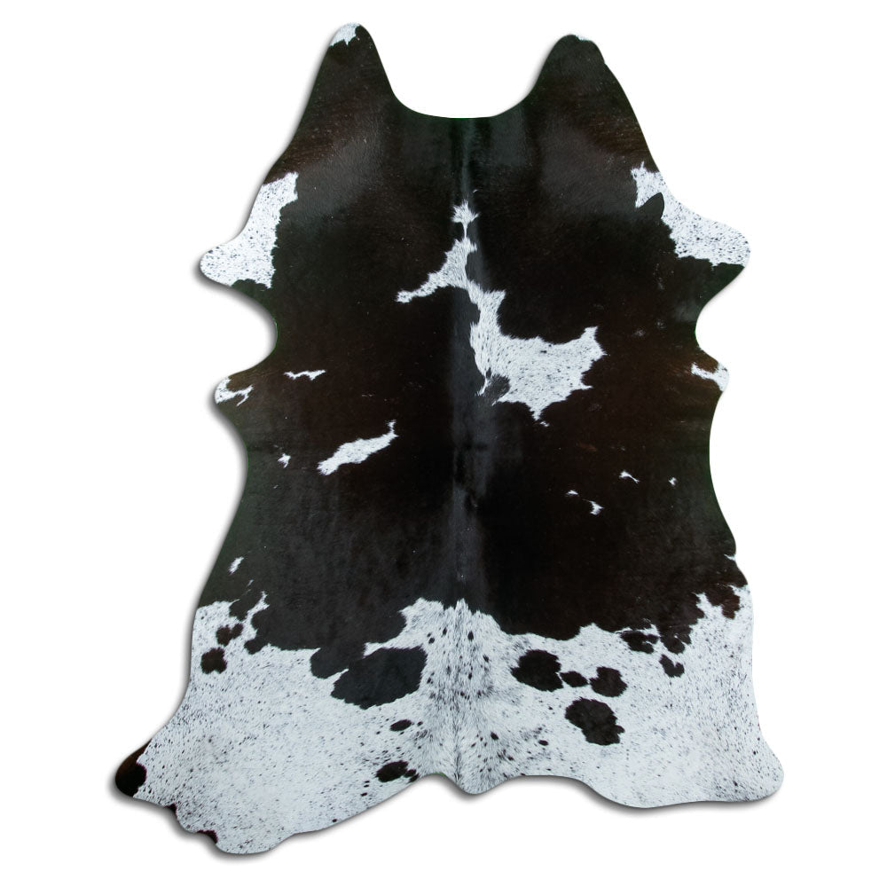 Tappeto in pelle di mucca bianca e nera XL