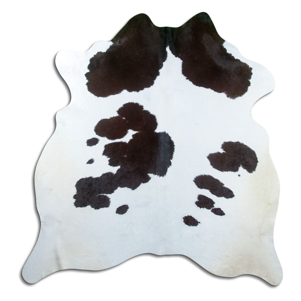 Tappeto in pelle di mucca bianca e nera XL