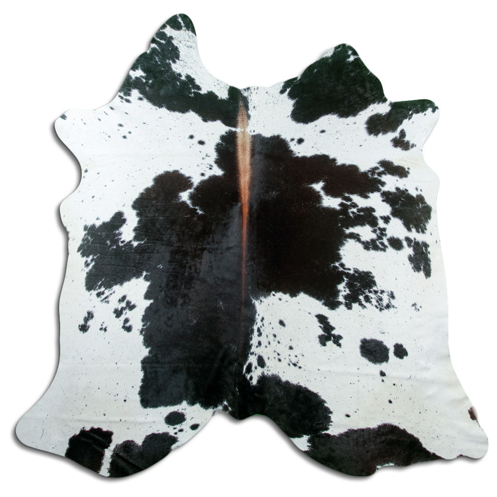 Tappeto in pelle di mucca bianca e nera L