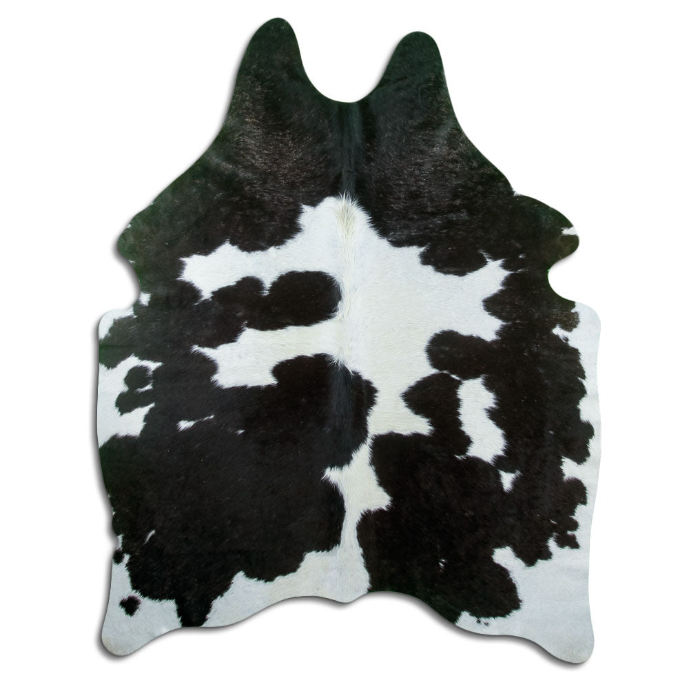 Tappeto in pelle di mucca bianca e nera L