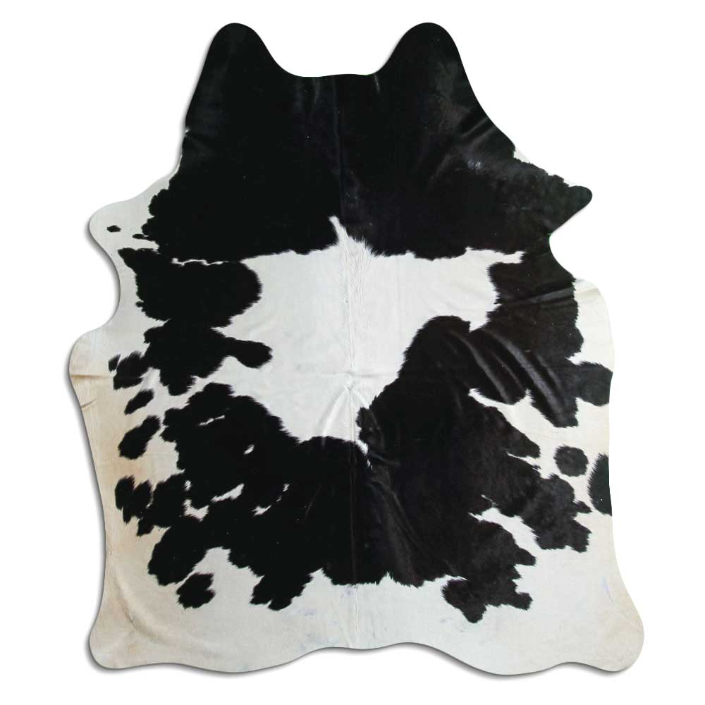 Tappeto in pelle di mucca bianca e nera L