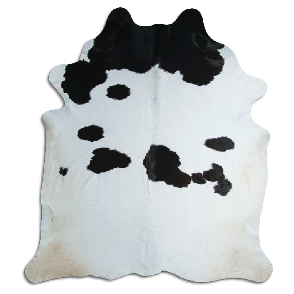Tappeto in pelle di mucca bianca e nera XXL