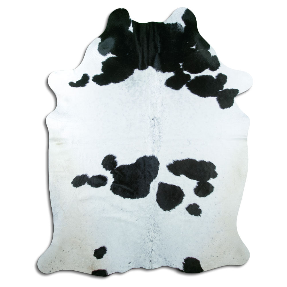Tappeto in pelle di mucca bianca e nera XL