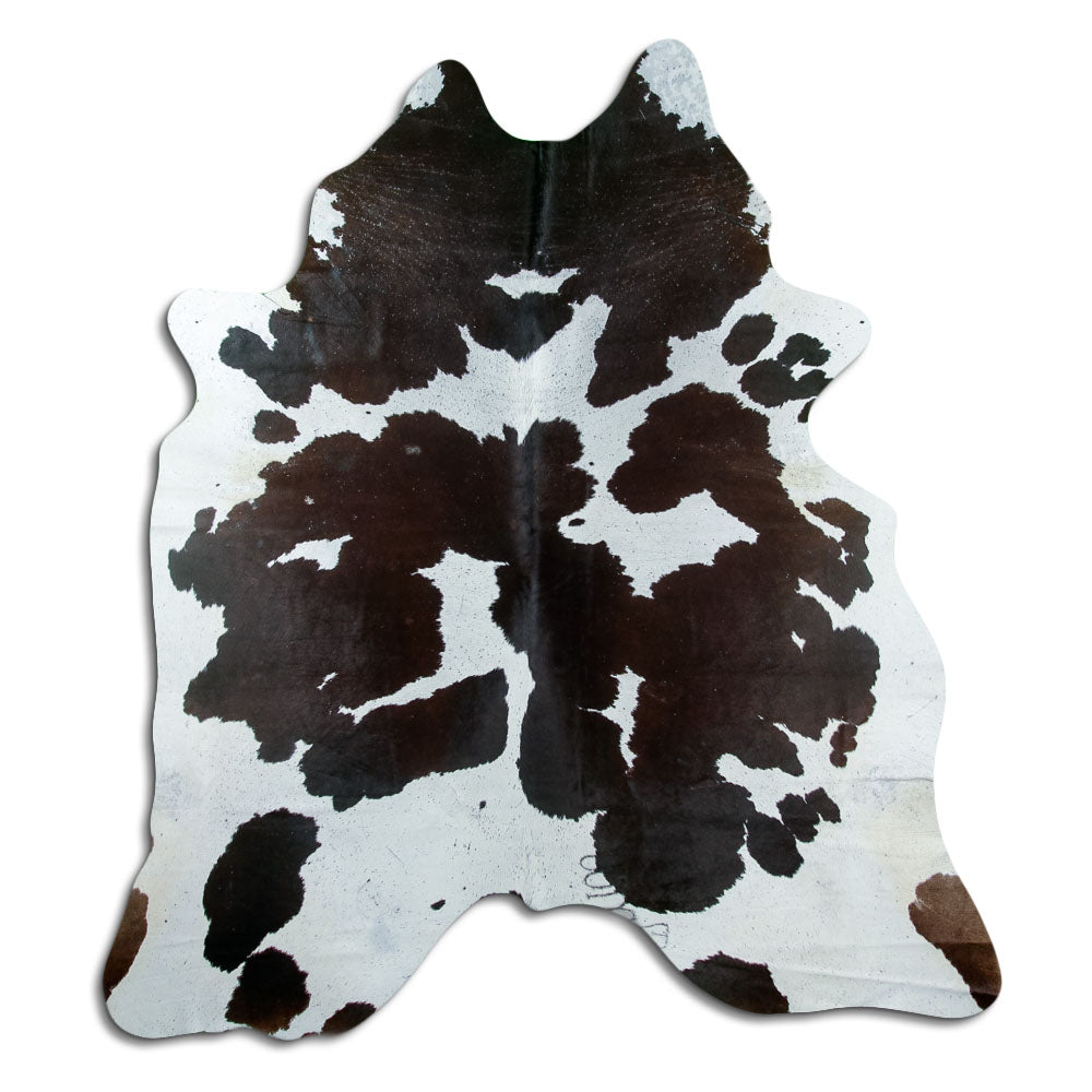 Tappeto in pelle di mucca bianca e nera XL
