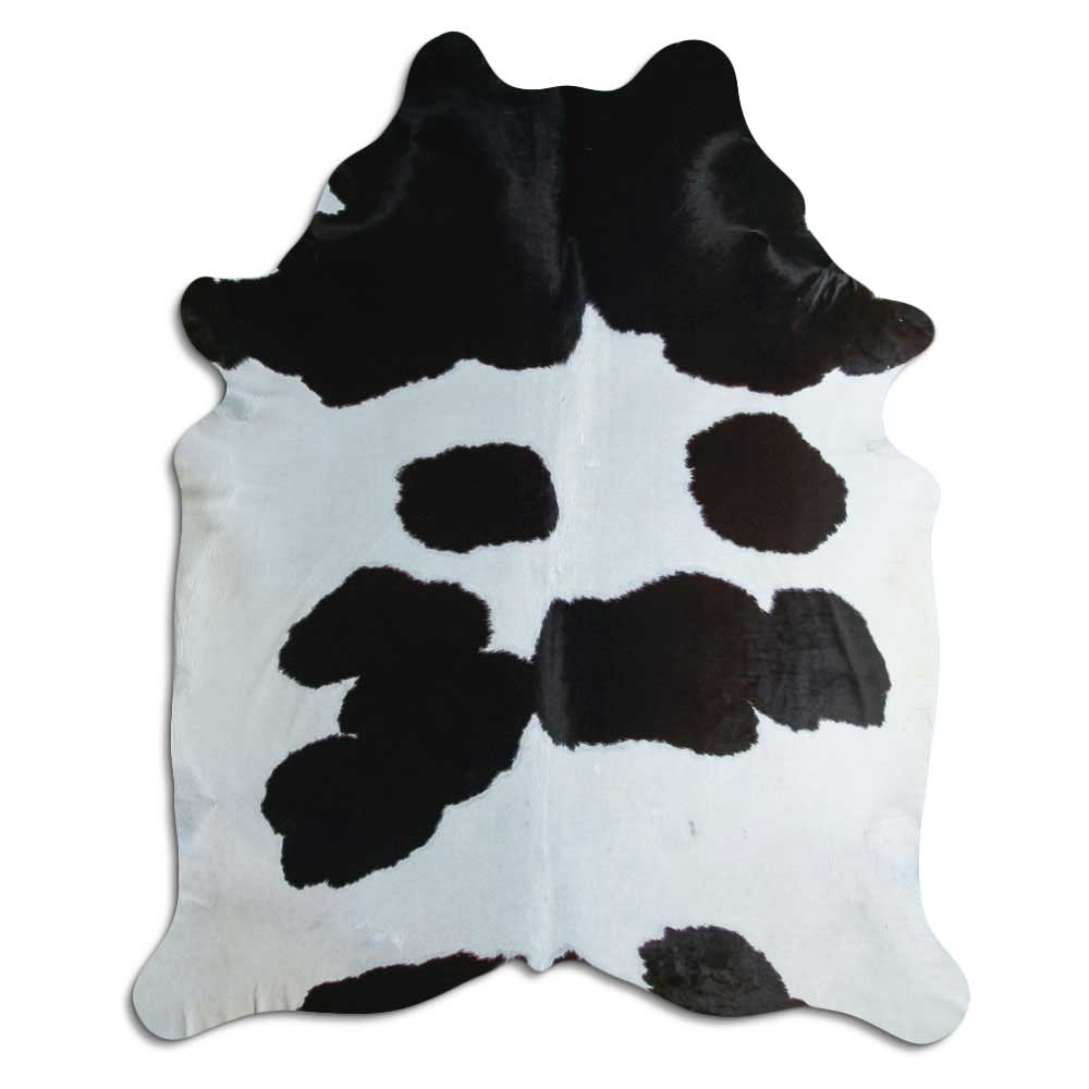 Tappeto in pelle di mucca bianca e nera XL