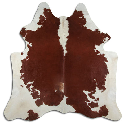 Brown and white cowhide rug L