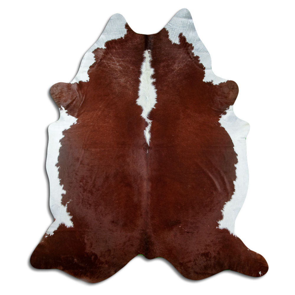 Tappeto in pelle di mucca marrone e bianca XXL