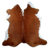 Tappeto in pelle di mucca marrone e bianca XL