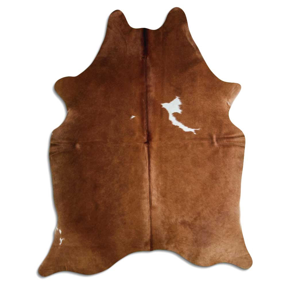 Tappeto in pelle di mucca marrone e bianca L