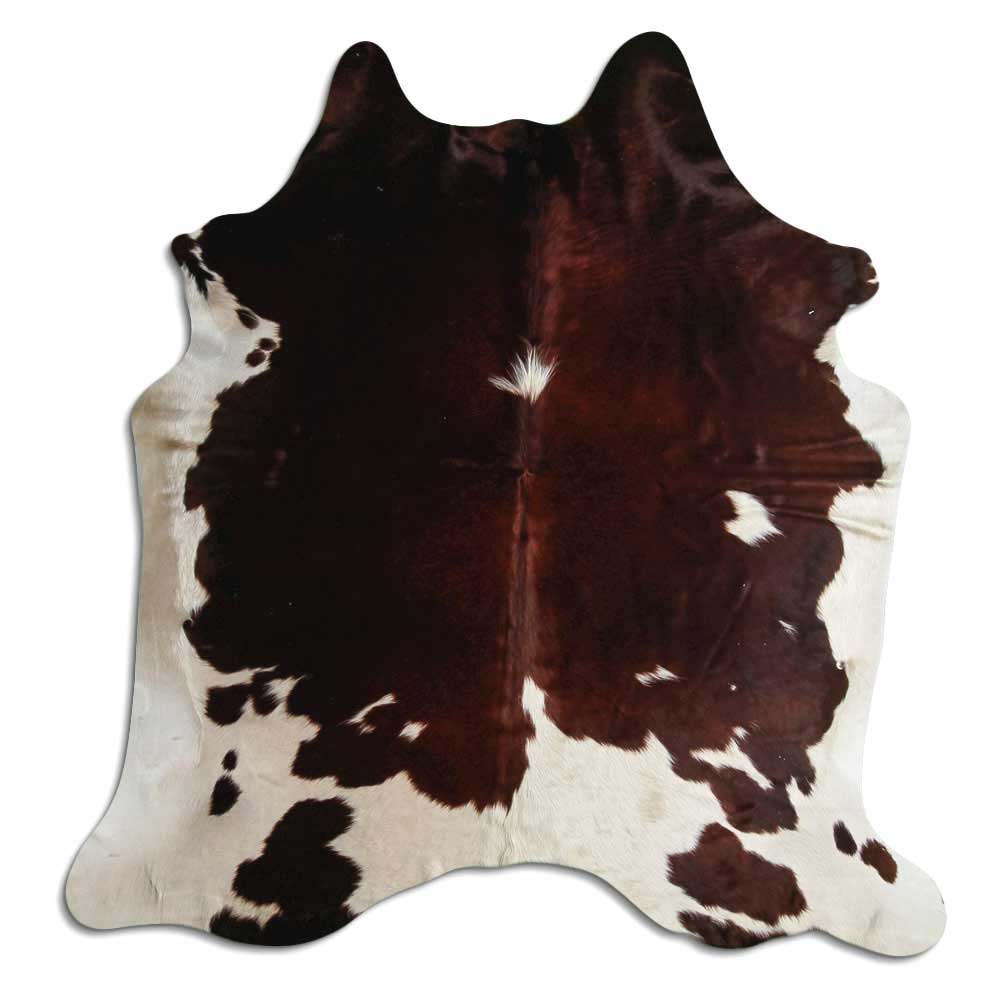 Tappeto in pelle di mucca marrone e bianca L