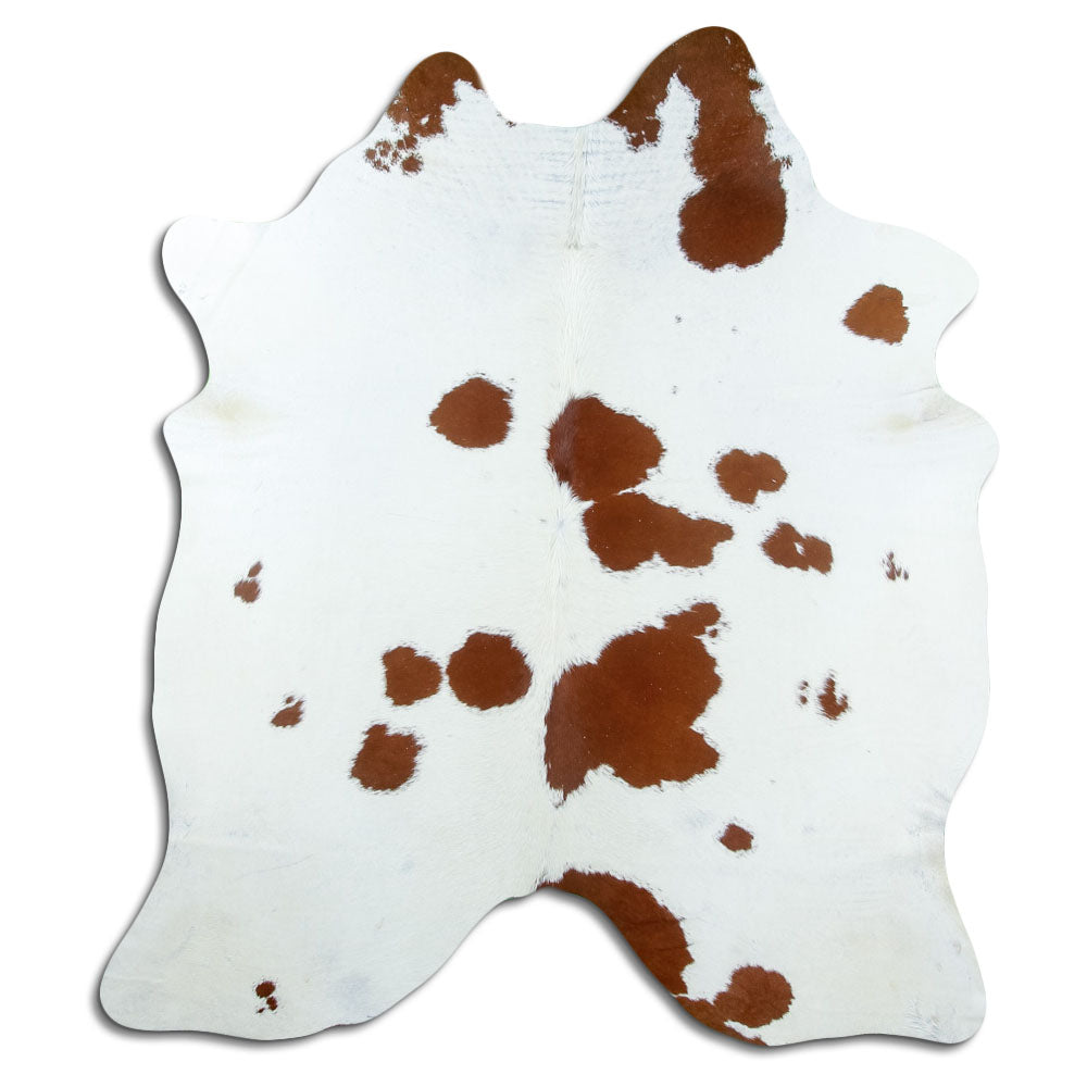 Tappeto in pelle di mucca marrone e bianca M