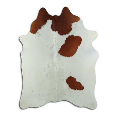 Brown and white cowhide rug L