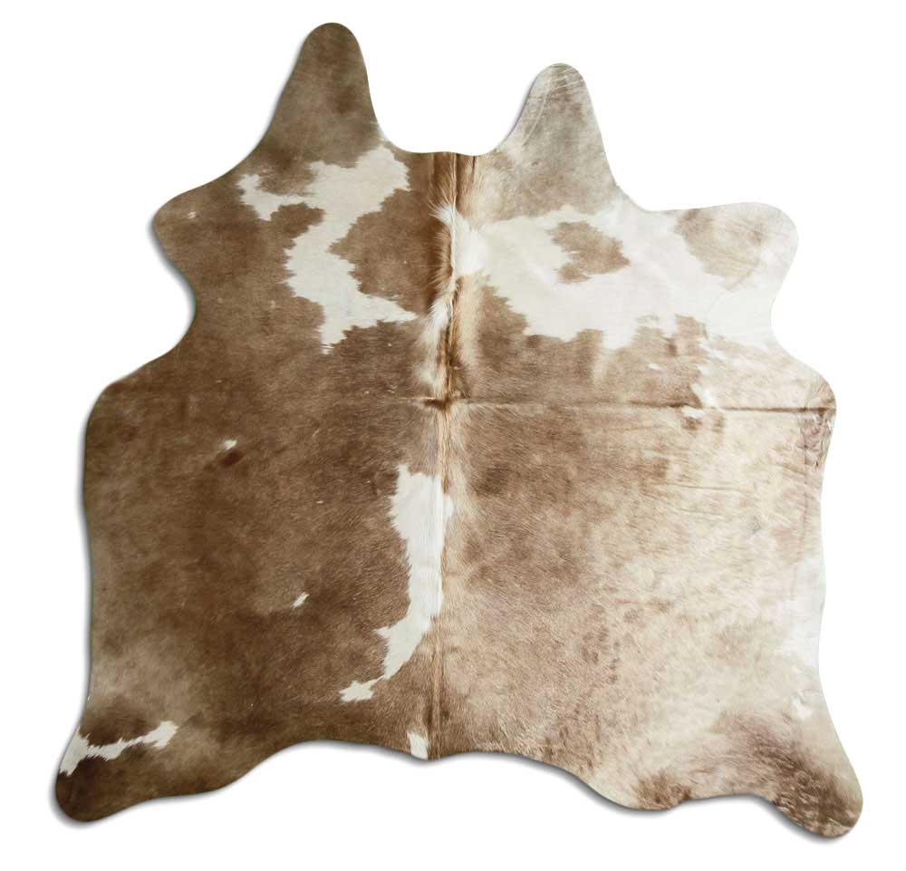 Brown and white cowhide rug M