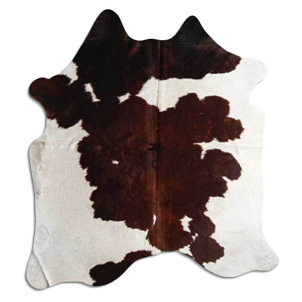 Brown and white cowhide rug L