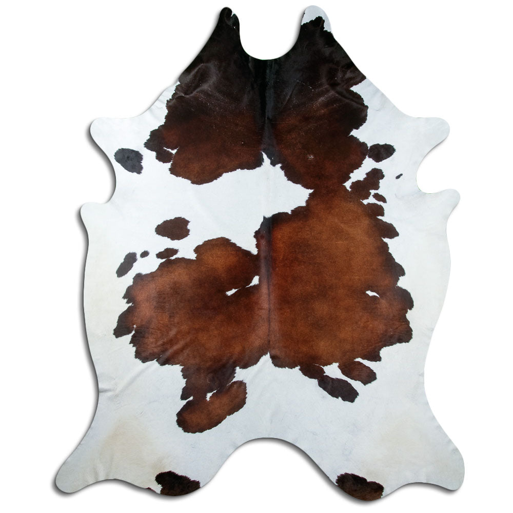 Brown and white cowhide rug XXXL