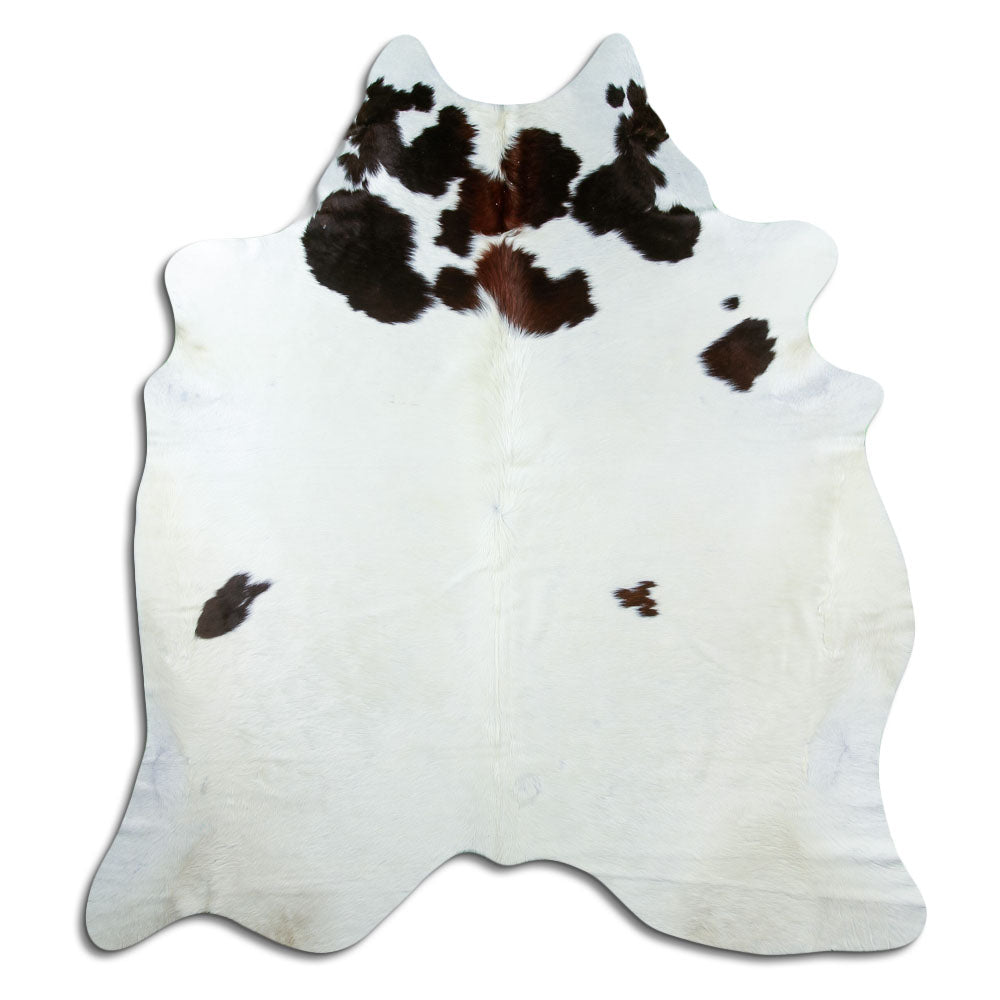 Tappeto in pelle di mucca marrone e bianca XL