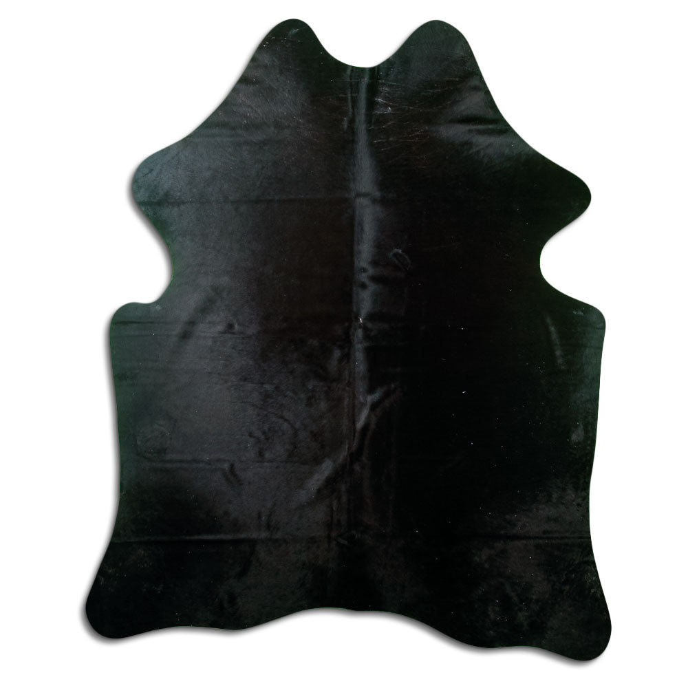 Black cowhide rug L